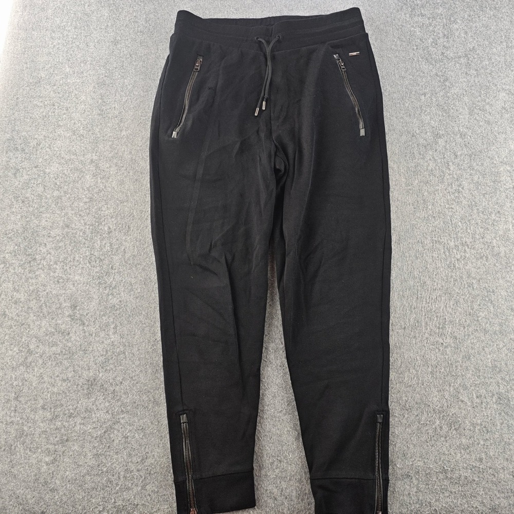 Hugo Boss Jogger Sweatpants Mens Medium Black Ankle Zip Tapered Loungewear